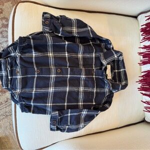 Colored Organics KENDI Navy Plaid Button-Up body suit, 6-12